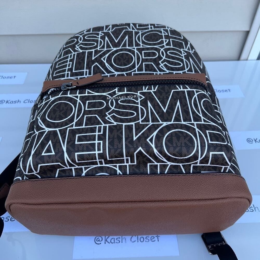 Michael kors Backpack Cooper Large Graphic MK Signature Brown Black - Picture 8 of 12